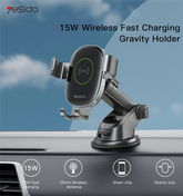 Yesido C123 Double Base Car Mobile Phone Holder | Charger With 10W 15W Qi Wireless Charging